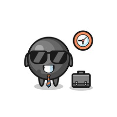 Cartoon mascot of cannon ball as a businessman