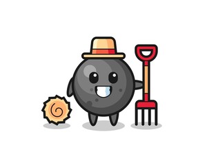 Mascot character of cannon ball as a farmer
