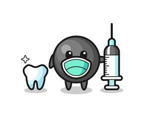 Mascot character of cannon ball as a dentist