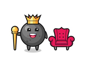 Mascot cartoon of cannon ball as a king