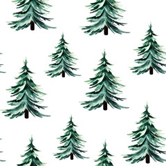 Blue spruce watercolor seamless pattern. Template for decorating designs and illustrations.