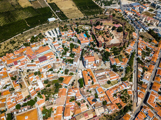 Fototapeta premium Aerial view of Silves with Moorish castle and historic cathedral, Portugal