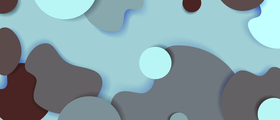 Different shapes overlap template. Brown and blue abstract texture. Modern camouflage vector background.
