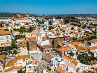 Fototapeta na wymiar Aerial view of Silves with Moorish castle and historic cathedral, Portugal