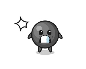 cannon ball character cartoon with shocked gesture