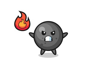 cannon ball character cartoon with angry gesture