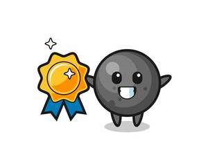 cannon ball mascot illustration holding a golden badge