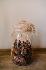 dried flower in a glass jar