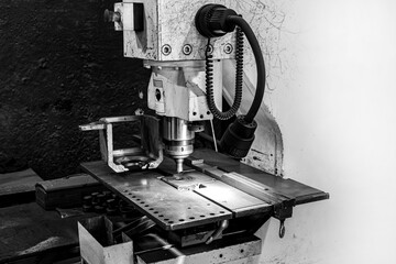 interior of a metalworking workshop with machine tools