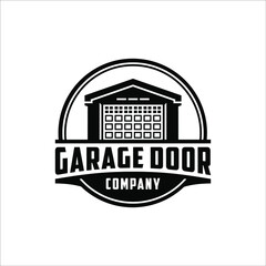 Garage door logo with retro and classic design style