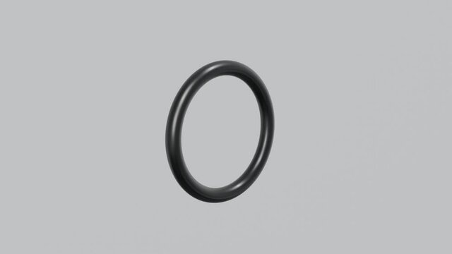 O-ring made of Viton, NBR. Seal, Suitable for use with oil, fuel, petroleum, grease, hydraulic oil. slow rotation,3d rendering video, animation, advertising on the website, product preview.