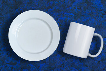 White empty plate and mug mockup