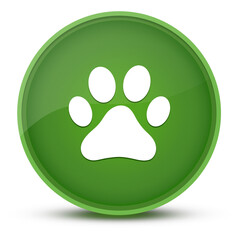 Naklejka premium Dog or cat paw print luxurious glossy green round button abstract