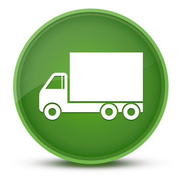 Truck luxurious glossy green round button abstract