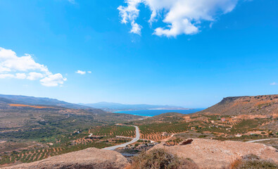 Beautiful landscape of Crete, sea and mountain.