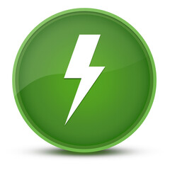 Lightning bolt luxurious glossy green round button abstract