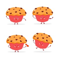 cute character set muffin simple character mascot logo