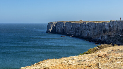 On the coast and cliffs of the Algarve in Portugal