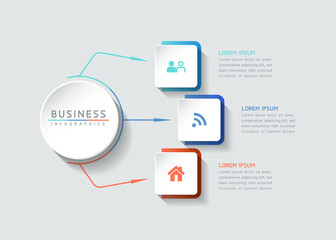 Vector illustration, infographics design, template, marketing, information, with 3 options or steps