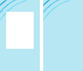 Instagram story template and background. Blue background decorated with colorful brush strokes. Space for text or image. Vector illustration.