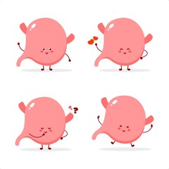 cute character stomach and blood collection