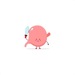 cute character stomach and blood collection