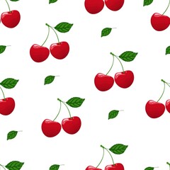 Seamless pattern with red cherry