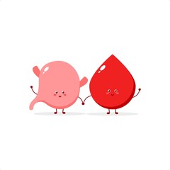 cute character stomach and blood collection