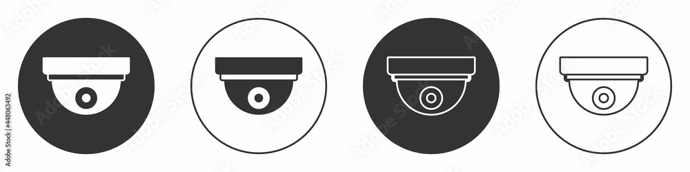 Poster black motion sensor icon isolated on white background. circle button. vector
