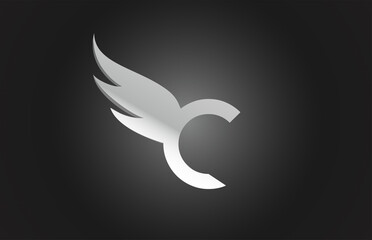 Obraz premium black and white C wing alphabet letter icon logo. Creative design for company and business