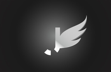 black and white J wing alphabet letter icon logo. Creative design for company and business
