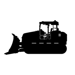 Bulldozer Flat Silhouette Vector Icon illustration Color