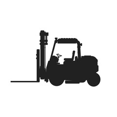 Forklift Truck Silhouette Flat Vector Icon illustration