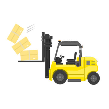 Forklift Truck Industrial accident Flat Vector Icon illustration Color