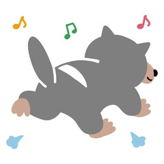 楽しそうに歩いているタスマニアデビルの後ろ姿のベクターイラスト