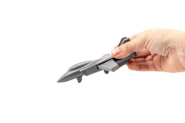 Model plane, airliner, airplane created on a 3d printer, on white background. transportation concept