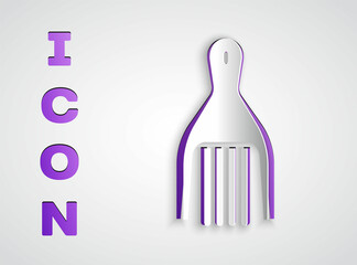 Paper cut Barrette icon isolated on grey background. Paper art style. Vector