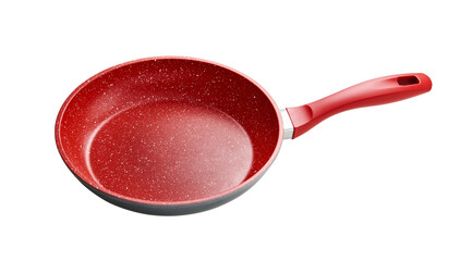 Frigideira de teflon vermelha isolada com path na diagonal