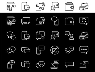 Fototapeta premium Simple set of message line vector line icons. contains icons such as conversation, SMS, notifications, group chat, and more. Editable stroke. 48x48 pixels perfect, white background