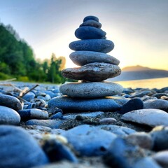 stack of stones on beach
