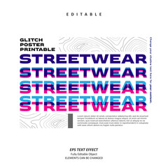 Printable Streetwear Glitch Effect text effect editable premium vector