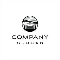 Dock and lake logo with classic style design