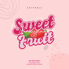 Sweet Pinky Fruit Doodle Effect text effect editable premium vector
