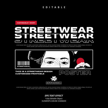 Poster Streetwear Customize Stacked Effect text effect editable premium vector