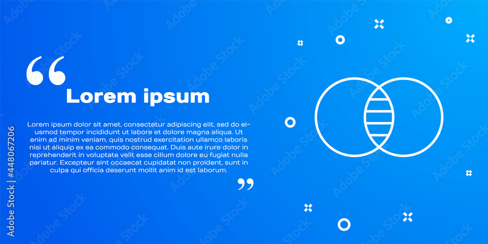 Poster white line mathematics sets a and b icon isolated on blue background. symmetric difference. vector