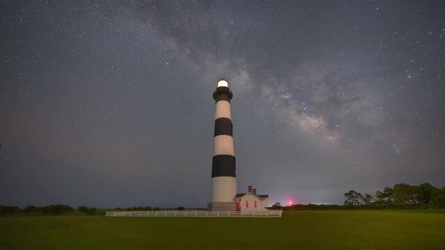 Milky Way Galaxy rising over Bodie Island Lighthouse in Nags Head North Carolina 