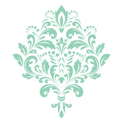 Damask graphic ornament. Floral design element. Green vector pattern