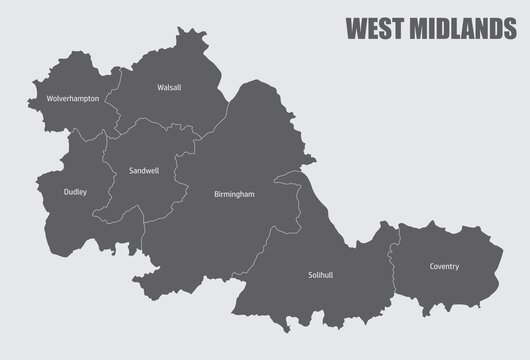 West Midlands county administrative map