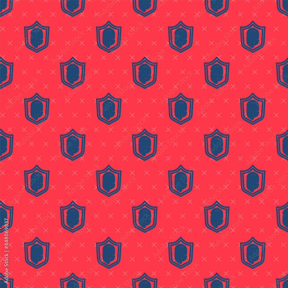 Aufkleber blue line fingerprint icon isolated seamless pattern on red background. id app icon. identification 