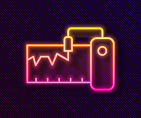 Glowing neon line Electrical measuring instrument icon isolated on black background. Analog devices. Measuring device laboratory research. Vector